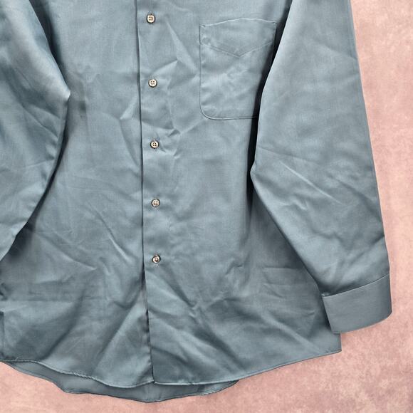 Geoffrey Beene Blue Mens Button Down Long Sleeve Preppy Dress Shirt Large - Picture 4 of 6